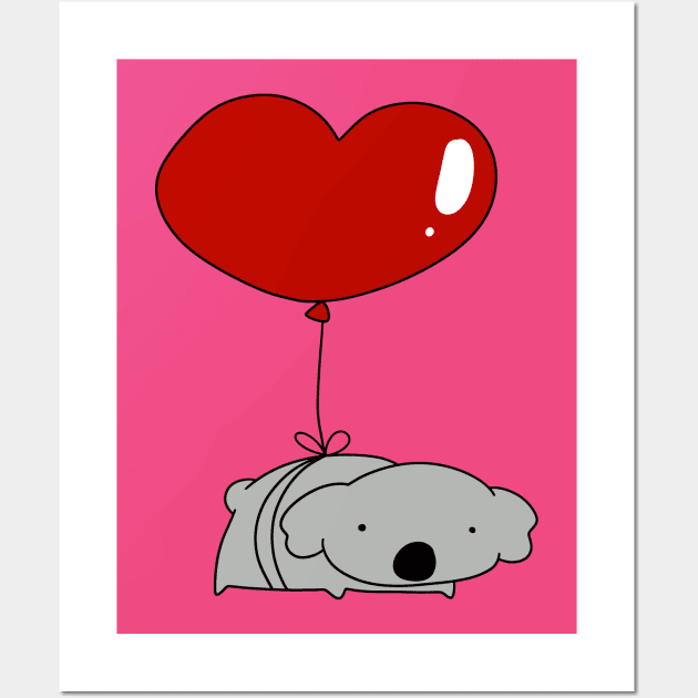 Heart Balloon Koala Wall Art by saradaboru